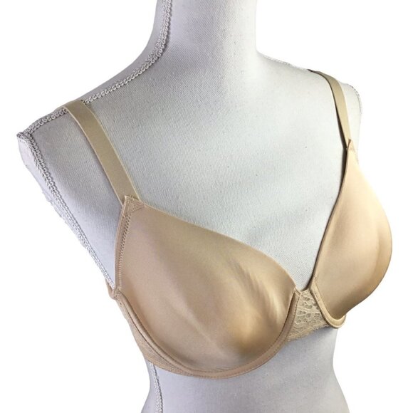 Wacoal Classic Charms Contour Bra 32DD 856131 Beige Nude Underwire Lace Accent - Picture 2 of 6